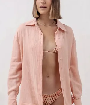 Rhythm New Ray Oversized Shirt Pink thumbnail 1