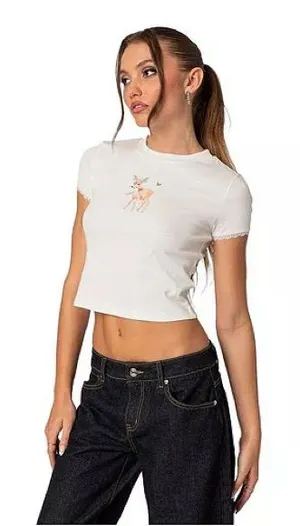 NWT Edikted Women's My Dear T-shirt Size Small thumbnail 1
