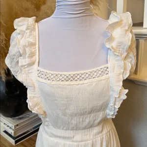 Betsey Johnson Snow White Ruffled Sleeveless Tiered Midi Dress Size Large thumbnail 3