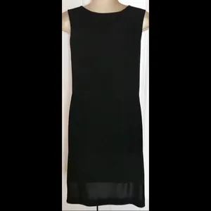 White House | Black Market Black Shift Dress With Silk Trim Size M thumbnail 2