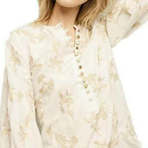 Anthropologie Floreat gold embroidered blouse size s thumbnail 1