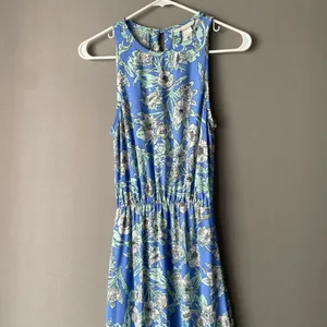 H&M sz‎ 2 blue green halter floral boho maxi sundress thumbnail 2