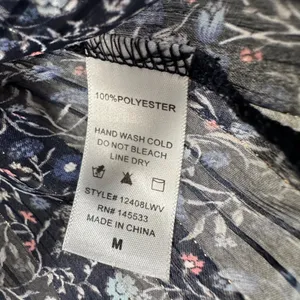 W5 Blue Floral Ruffle Shoulder Sheer Blouse Women's Medium 3/4 Sleeve Silver thumbnail 8