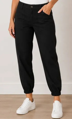 GAP Black Utility Cotton Lyocell Twill Blend Tapered Casual Jogger Pants Small thumbnail 1