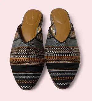 Universal Thread Black, Brown & Tan Woven Slip-On Mules thumbnail 1