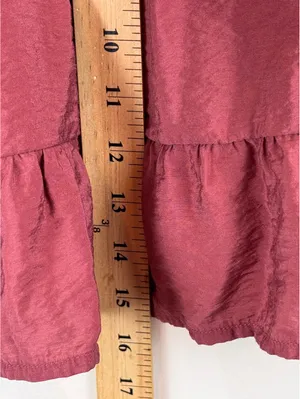 Maeve Anthropologie Smocked Ruffle Hem Swing Tank Top Burgundy Mauve Size M thumbnail 11