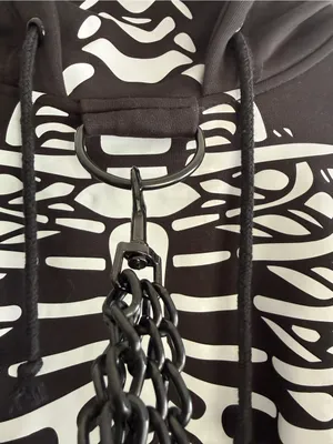 Dolls Kill Trickz N' Treatz Flesh N' Bones Reflective Skeleton Hoodie w Chains S thumbnail 3