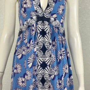 By Anthropologie XS Halter Cutout Midi Dress Maxi Blue Seashells Print. J-13 thumbnail 9