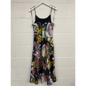 NWT Express Sz XS Cocktail Floral Satin Scoop Neck Downtown Cami Midi Slip Dress thumbnail 3