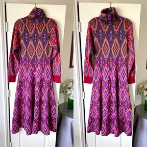 Farm Rio Tapestry Scarf Sweater‎ Maxi Dress Knit Pink Multi Small NWT thumbnail 2