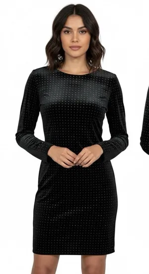 Express Velvet Dress L‎ Long Sleeve Party Cocktail Sparkle Backless Whimsigoth thumbnail 1