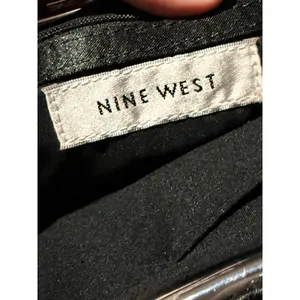 Nine West Black Satin Pleated Evening Clutch Rhinestone Kiss Lock Chain Strap thumbnail 5