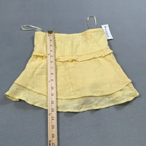 NWT Edikted Top S Womens Yellow Ruffle Layered Strapless Smocked Cami Tank Cute thumbnail 6