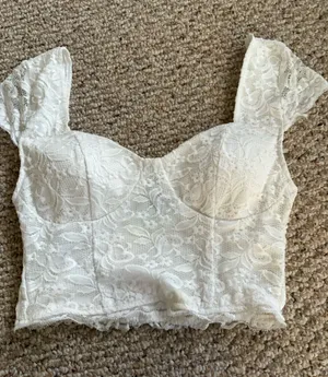 Lulus Top Crop White Lace thumbnail 1