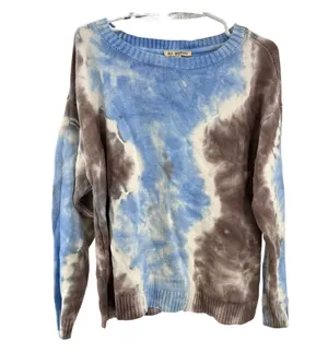 All Worthy tie dye L sweater cotton rayon casual neutral boho fall winter thumbnail 1