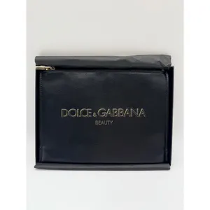 Dolce & Gabbana Beauty Pouch Clutch Logo Makeup Bag Women's Black Gold New thumbnail 2