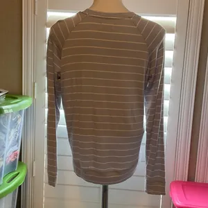 Altar'd State Beige and White Striped Long Sleeve Tee thumbnail 3