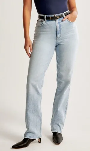 Abercrombie Fitch Curve Love Ultra High Rise 90s Straight Jeans Women’s 25 0 NEW thumbnail 1
