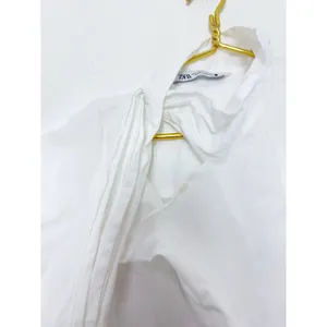 Zara White Poplin Tie Neck Oversized Blouse Size Small 8775/545 Chic Preppy thumbnail 10