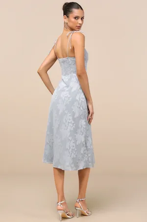 Lulus Blue Floral Tiered Midi Dress thumbnail 3