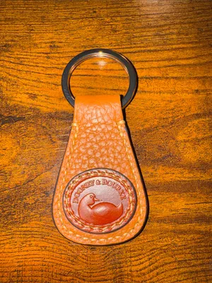 Dooney & Bourke Tan and Chestnut Pebbled Leather Key Fob thumbnail 4