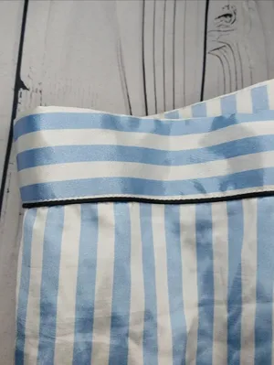 Ekouaer Striped Blue & White Satin Preppy Button-Up Pajama Set thumbnail 8