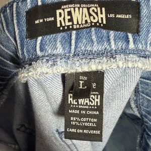 Rewash Stretchy Waistband Pull On Wide Leg Jeans Side Slit Light Wash Jean Large thumbnail 3