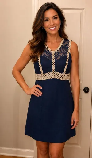 Lilly Pulitzer Shift‎ Dress Womens Navy Blue Lace Trim Sleeveless 00 thumbnail 1