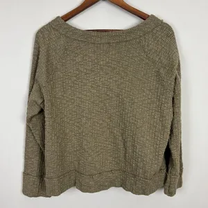 Two‎ By Vince Camuto Cardigan Sweater Women Large Green Buttons V-Neck Knit Crop thumbnail 6
