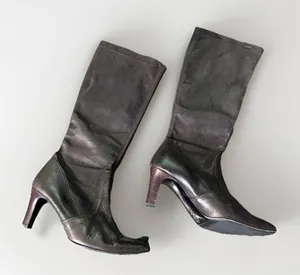 Graffiti brown suede leather pull on‎ boots made in Italy size 38/7.5 thumbnail 1