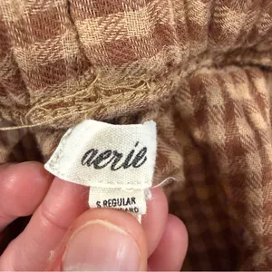 Aerie Soft Gauze Plaid Pajama Jogger Pants Womens Small Regular Brown/Tan Lounge thumbnail 8