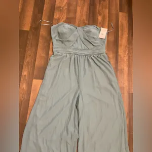 Birdy Grey Green Jumpsuit Wide-Leg High-Waisted thumbnail 2