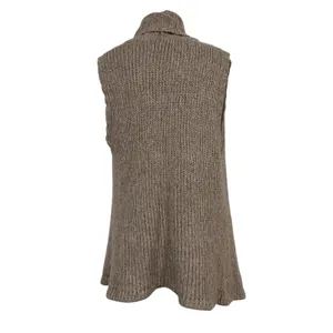 Old Navy Women's M‎ Vintage Knitted Beige Long Vest Cardigan Sweater Wool Blend thumbnail 4