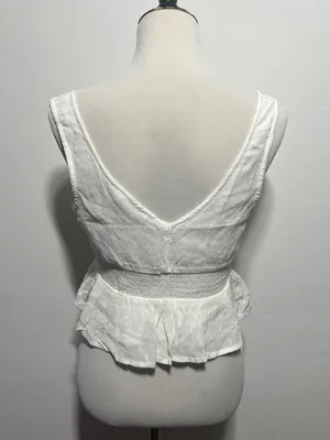 Hollister white smocked peplum crop top thumbnail 3