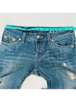 Miss Me Blue Distressed Sunny Boot Cut Jeans Size 29 Low Rise thumbnail 7