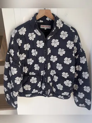 Free People Chloe Floral Print Padded Jacket in Night Blooms thumbnail 3