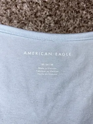 American Eagle Light Blue Tie-Shoulder Scoop Neck Crop Top Medium thumbnail 2