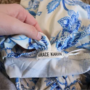 Grace Karin Floral Blue and White Women's dress thumbnail 6