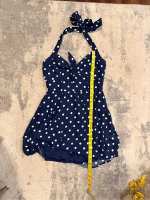 Trixxi Polka Dot Navy Halter Short Dress thumbnail 3