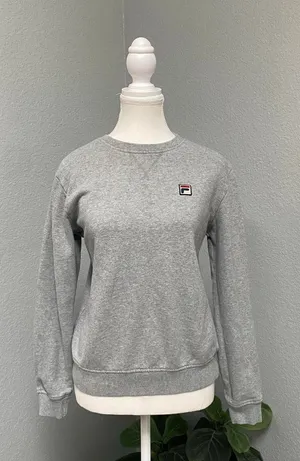 Fila Grey Crewneck Long Sleeve Sweatshirt Athletic Gym Workout Casual Comfy thumbnail 1