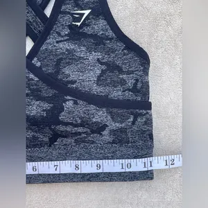 Gymshark Women's Camo Criss-Cross Back Sport Bra - Black & Gray Yoga Gym Pilates thumbnail 3