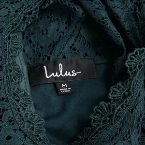 Lulus Remarkable Forest Green Sheer Lace Short Sleeve‎ Lined Dress Event Party M thumbnail 8