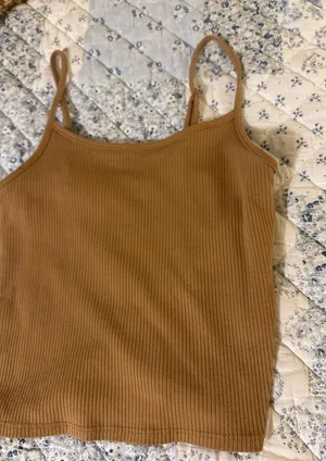 Tan ribbed American Eagle cropped tank thumbnail 1