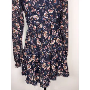 Mi Ami Black Floral Long Sleeve Ruffle Mini Dress Womens Size Medium thumbnail 7