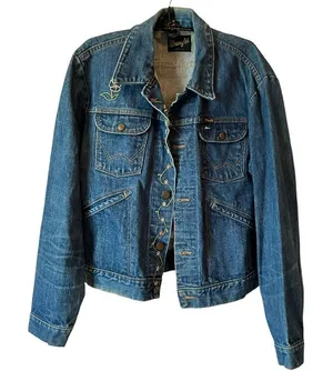 Wrangler Owl Embroidered Jean Trucker Jacket Vintage 70’s thumbnail 1