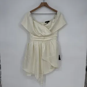 Lulus Always Celebrating Ivory Satin Off-The-Shoulder Mini Dress Size‎ M thumbnail 3