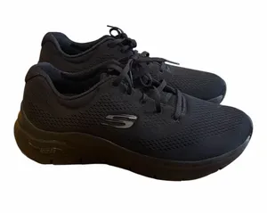 Skechers Women's Black Mesh Lace-Up Arch Fit Sneakers thumbnail 1