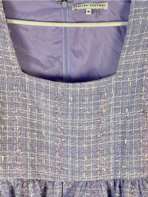 English Factory Lavender Tweed Dress with Puff Sleeves thumbnail 4