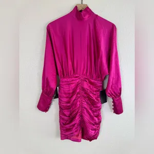 Retrofête Silk Barbara Mini Dress in Orchid Pink size XS NEW $695 thumbnail 10