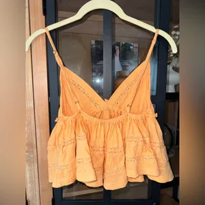 Kimchi Blue Nia babydoll crop top tank lace tie front bow Urban Outfitters neon thumbnail 5